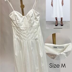 Zara White Spaghetti Strap Midi Dress